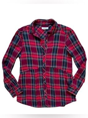 BeachLunchLounge Red Plaid Peplum Top